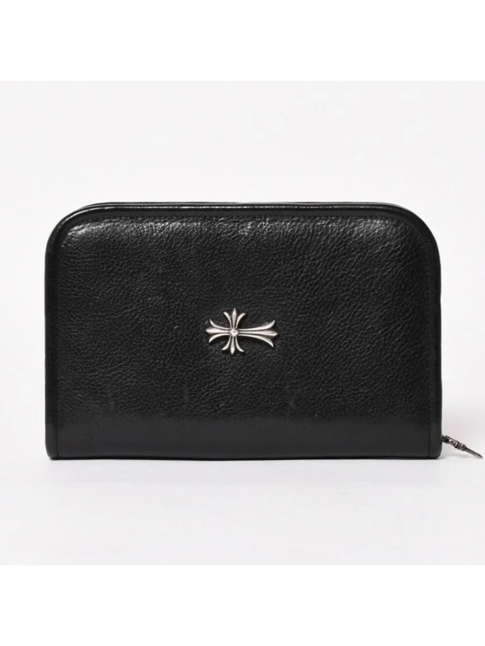 Chrome Hearts Black Heavy Leather Organizer Wallet Dagger Cow Clutch 925